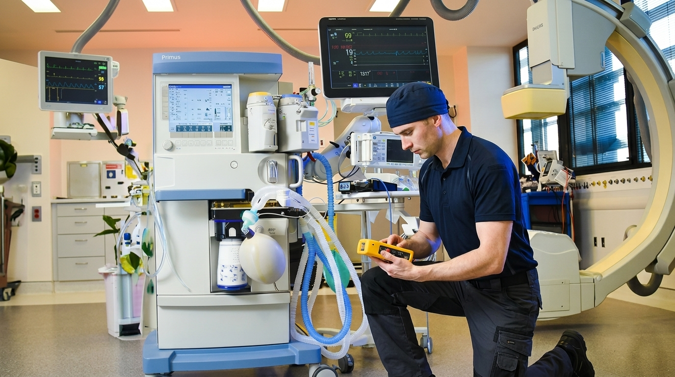 Al Wafer technician servicing medical equipment